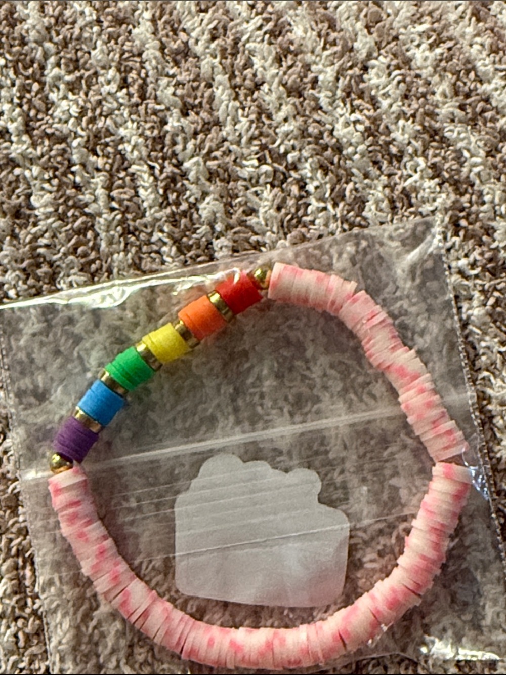 Pink Rainbow Disc Bead Bracelet